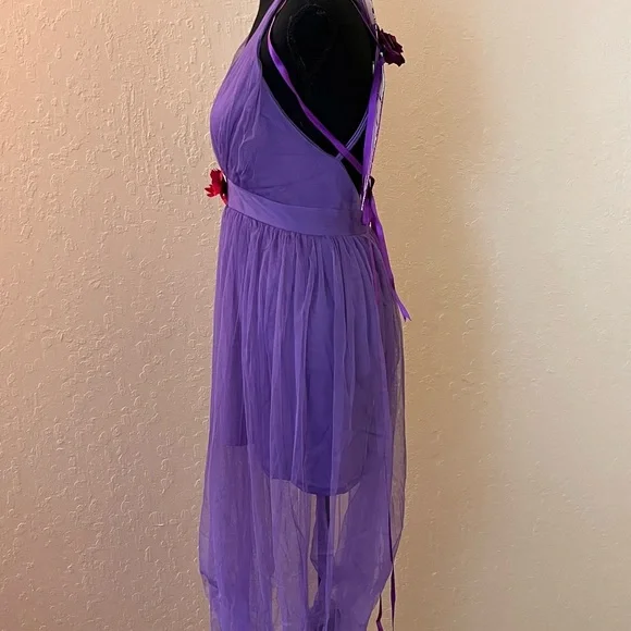 Roma‎ Elegant Purple women’s High Low Dress with wings - Picture 6 of 10